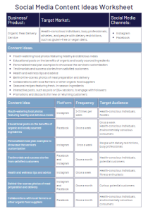 Social Media Worksheet